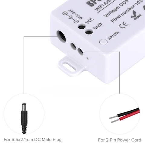 Controller Art-Net WiFi SP801E pentru benzi digitale - led-box.ro