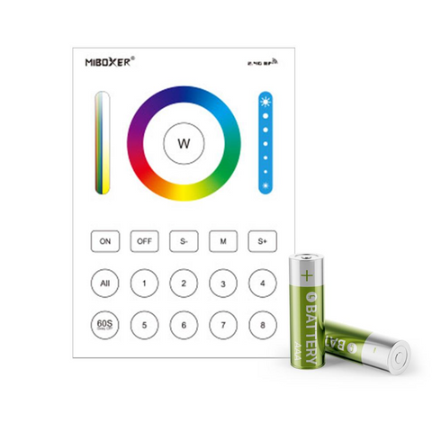 Controller Smart de perete, RGBW + CCT, panou touch 8 zone, B8 Mi-Light, controler tactil, telecomanda panou, MiBoxer, led-box.ro