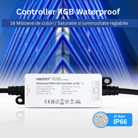 FUT037S-P, controler rgb, controler banda led, controller 2.4ghz, controler miboxer, controler milight, controler rezistent la apa, led-box.ro