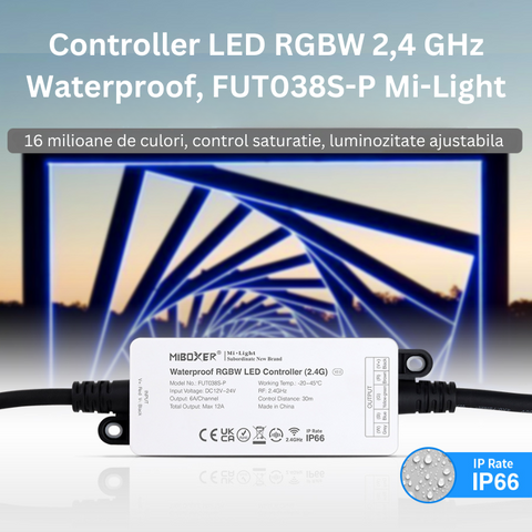 controller led, controler banda led, controler rgbw, controler milight, controler miboxer, controler rgbw, controler fut038s-p, controler rezistent la apa, controler waterproof, controler 2.4ghz, led-box.ro