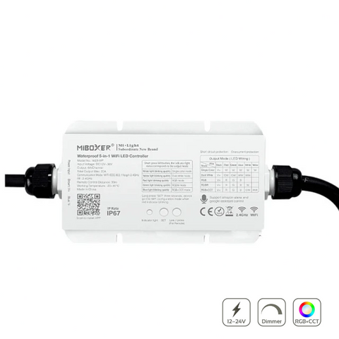 controler wifi, controller led, controller MiLight, Miboxer, controller RGBCCT, WL5-WP, controller 12-24V, controler rezistent la apa, controller compatibil tuya,led-box.ro