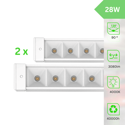 Corp iluminat Linear 28W 4000K HALLE DYNAMICS UGR19, 2 bucati - led-box.ro