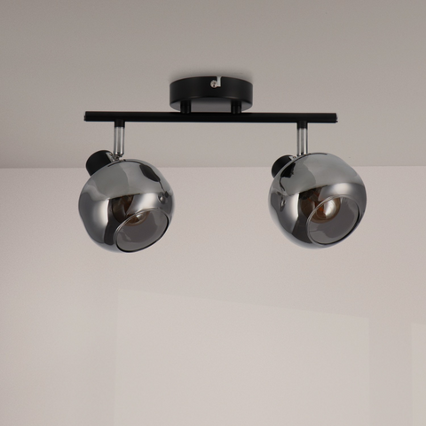 Corp de iluminat plafonieră Seria Glass cu două spoturi E14