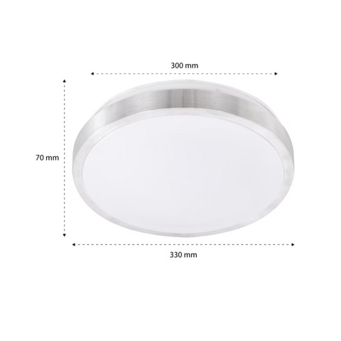 Plafonieră LED rotundă argintie Solen cu dimensiuni Ø330 mm