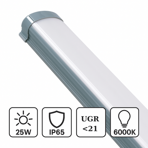 Corp LED alb 25W cu protecție IP65, ideal pentru spații tehnice, 6000k, led-box.ro