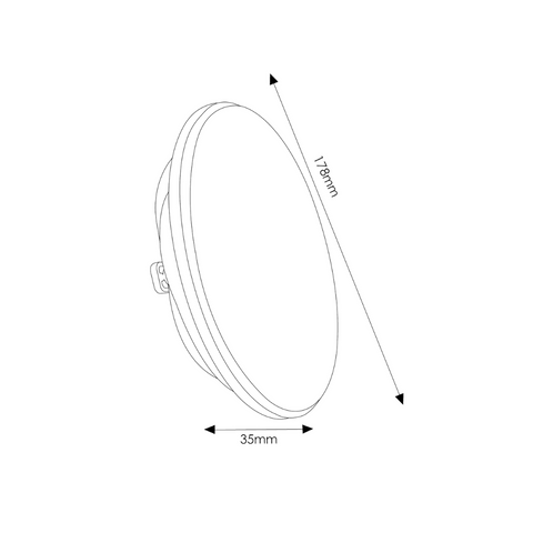 Imagine frontal lateral cu dimensiunile spotului, 35x178mm