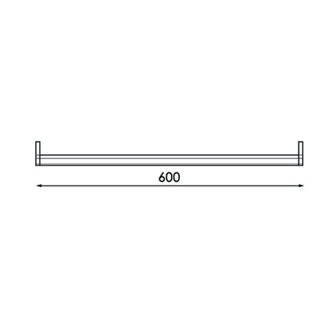 Dimensiuni reprezentate grafic in mm pentru spuportul pentru tub led neon, lungime 600mm, led-box.ro