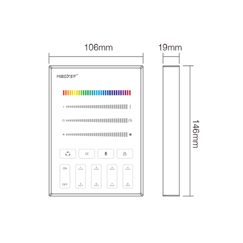 Dimensiuni Panou de control SPI B9 cu tehnologie 2.4GHz