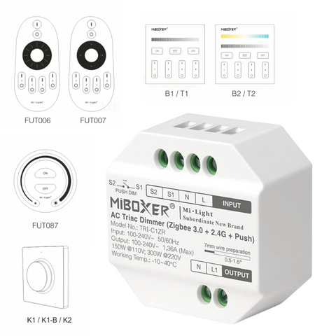 dimer, triac, dimmer zigbee, dimmer push, dimmer miboxer, tri-c1zr, dimmer comutator, dimmer 2.4Ghz, led-box.ro