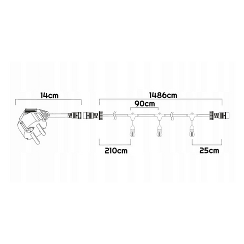 Ghirlandă lungă 15 m cu 15 becuri LED din plastic rezistent, efect flacara