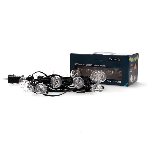 ghirlanda led decorativa exterior cu 15 becuri led 5w 2700k, led-box.ro