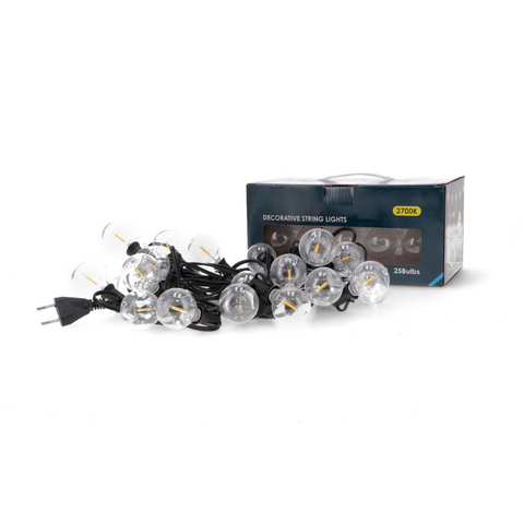 ghirlanda decorativa terasa 7,5 metri, 25 becuri cu lumina calda, 2700w, 10w/bec, led-box.ro