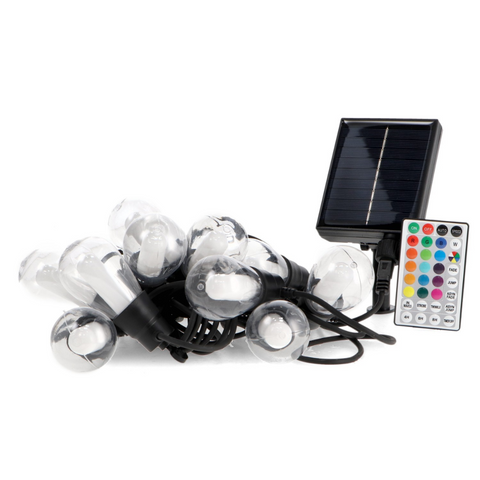 ghirlanda led rgbw 8 metri cu panou solar, senzor si telecomanda, led-box.ro