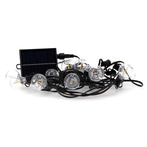 ghirlanda solara 7500mm cu 15 becuri lumina calda, senzor crepuscular si telecomanda, led-box.ro