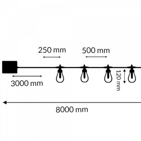 ghirlanda led solara 8 metri u 10 becuri rgbw pentru terasa ip54, led-box.ro