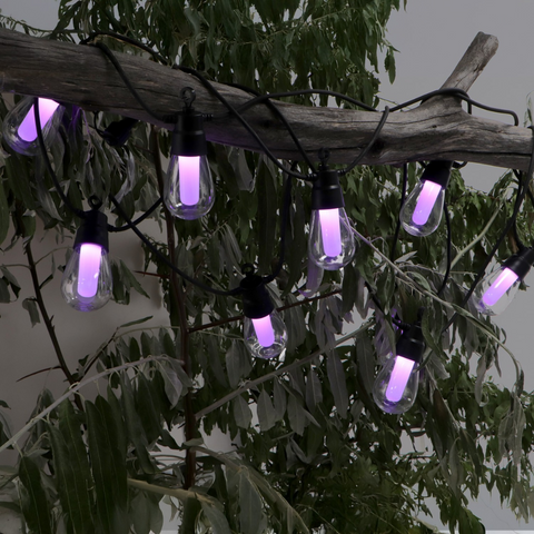 ghirlanda solara rgbw 8 metri cu 10 becuri , senzor crepuscular, telecomanda, led-box.ro