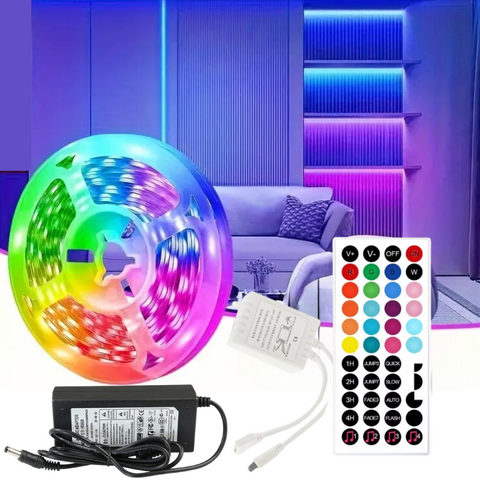 kit banda led, banda led multicolora, kit banda rgb IP20, banda rgb, kit banda rgb 5m, banda rgb cu telecomanda, banda rgb cu sursa alimentare, banda led rgb dedeman, banda rgb interior, banda led interior, led rgb living, banda led 5m