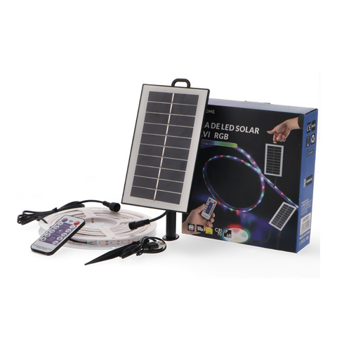 banda led rgb cu incarcare solara, dimabila, 5 metri, cu telecomanda, led-box.ro