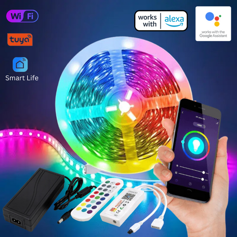 banda led tuya, banda led smart, banda led smart wifi, banda led alexa, banda led controlata prin telefon, banda led google home, banda led rgb inteligenta, banda led sincronizare muzica, benzi smart, kit banda led smart, kit banda led tuya, kit banda led google assistant, led-box.ro