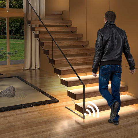 kit luminat scari, iluminat scari led, kit cu senzor iluminat scari, profile aluminiu scari, profile banda led iluminat trepte, kit inteligent cu senzor scari, scari iluminat led-ed-box.ro