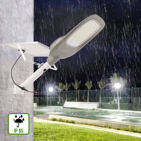 Lampa solara montata pe fatada, rezistenta la apa si coroziune, carcasa din aluminiu, suport inclus, led-box.ro