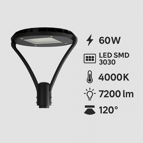 Detaliu lampă felinar cu LED SMD 2835, carcasă neagră din aluminiu, dispersie uniformă a luminii