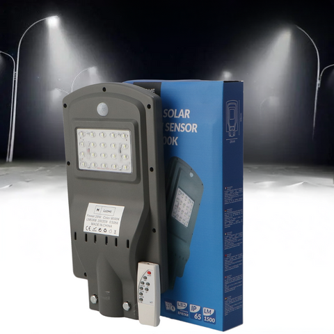 Lampa cu incarcare solara si senzor, telecomanda inclusa, pentru iliuminat solar, led-box.ro