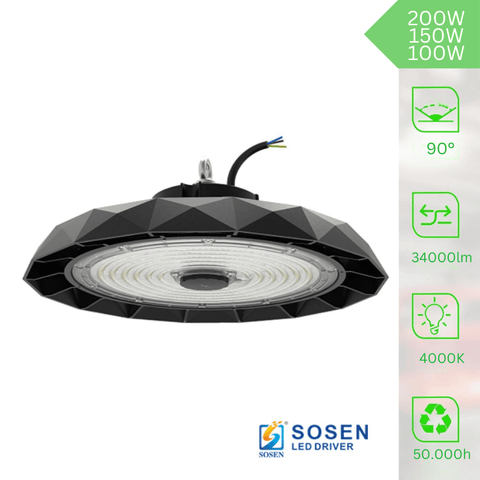 Lampa Industriala High Bay UFO Belgia Chip OSRAM driver Sosen, 200W-150W-100W - led-box.ro