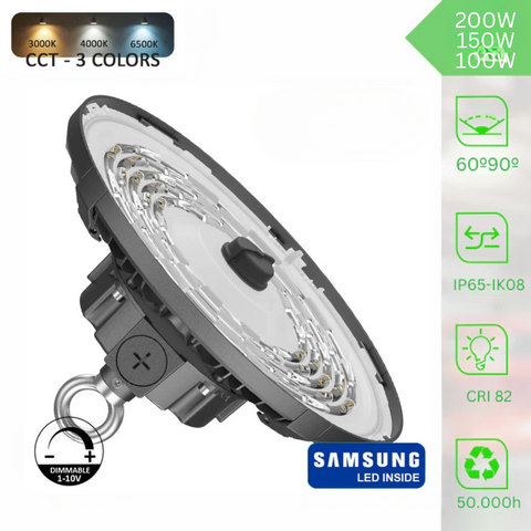 lampa industriala UFO France, lampa ufo CCT, Lampa industriala putere selectabila max 200w, lampa UFO temperatura culoare selectabila, Lampi UFO CCT, led-box.ro