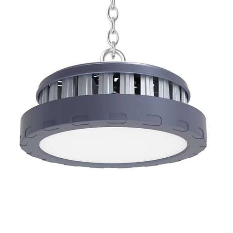 lampa ufo 100w din aluminiu, montata pe lant, lumina rece 6000k, led-box.ro