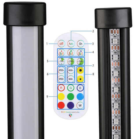 Lampa LED RGB de colt, 20 W, 150 cm, telecomanda, negru - led-box.ro