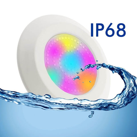 Lampa LED RGB piscina, DC12V-24V, IP68, din plastic, 130x130x12mm, alb - led-box.ro