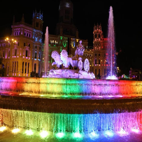 Lampa LED RGB piscina, DC12V-24V, IP68, din plastic, 130x130x12mm, alb - led-box.ro