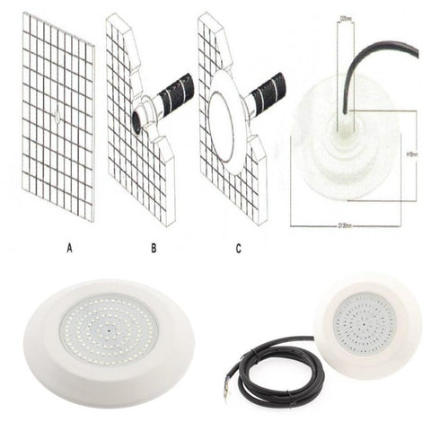 Lampa LED RGB piscina, DC12V-24V, IP68, din plastic, 130x130x12mm, alb - led-box.ro