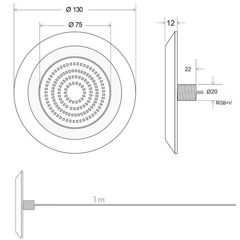 Lampa LED RGB piscina, DC12V-24V, IP68, din plastic, 130x130x12mm, alb - led-box.ro