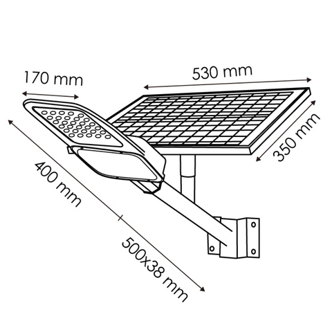 Lampa cu panou solar 60w, senzor crepuscular si brat montare, led-box.ro