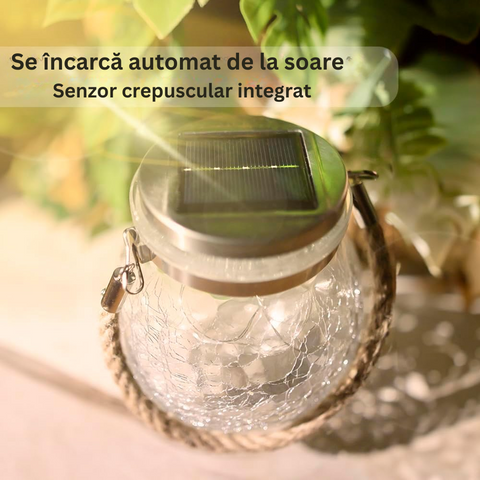 glob cu incarcare solara si senzor crepuscular integrat pentru iluminat decorativ exterior, led-box.ro
