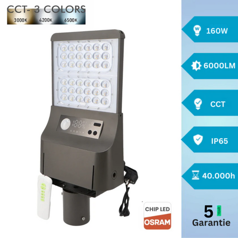 Lampa Led incarcare solara si 230v, hibrid, led Osram lumina CCT, cu 5 ani Garantie, 160W 6000lm, led-box.ro