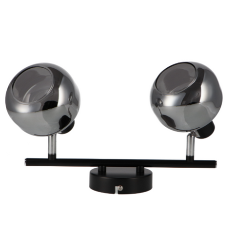 Plafonieră decorativă din metal și sticlă, 2xE14, finisaj negru
