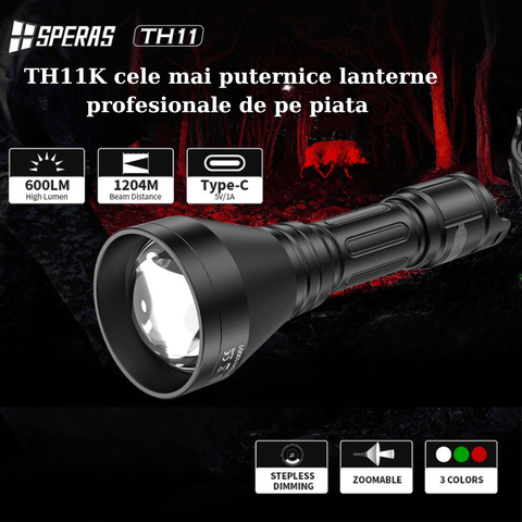 Lanterna de vanatoare Speras TH11K, lanterne vanatoare, lanterne profesionale cu acumulator, lanterne profesionale puternice, lanterne profesionale vanatoare, lanterne profesionale reincarcabile, lanterne tactice, led-box.ro