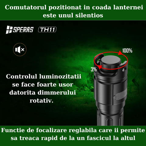 Lanterna de vanatoare Speras TH11K, lanterne vanatoare, lanterne profesionale cu acumulator, lanterne profesionale puternice, lanterne profesionale vanatoare, lanterne profesionale reincarcabile, lanterne tactice, led-box.ro