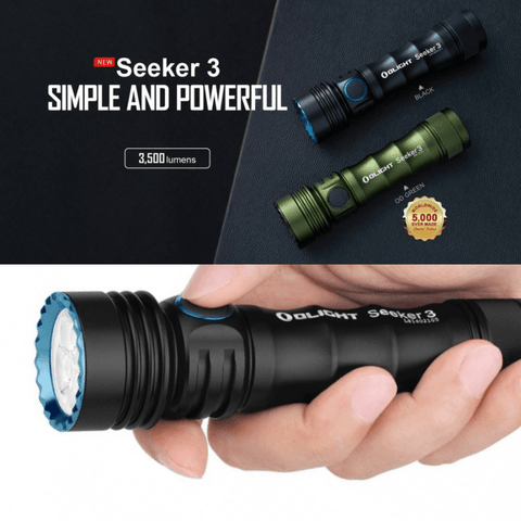 Lanterna reincarcabila Olight Seeker 3, lanterna led reincarcabila, lanterna tactica, lanterna puternica, lanterna Olight, lanterna profesionala, lanterna led cu acumulator, lanterna premium, led-box.ro