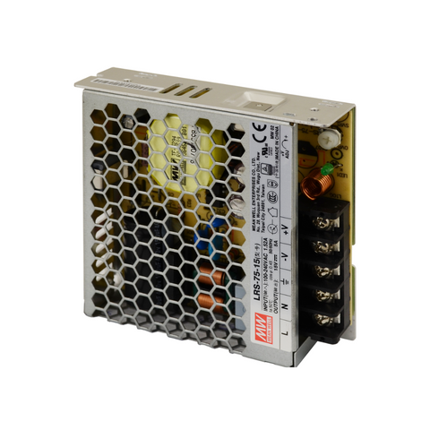 sursa de alimentare Mean Well, LRS-75-15, sisteme de supraveghere, iluminat LED, sursa tensiune Mean Well, sursa alimentare profesionala, sursa alimentare 75w, Sursa de alimentare 15V 5A, led-box.ro