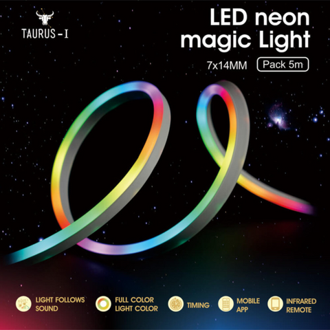 Bandă Neon LED RGB Flex Smart de 5 metri, iluminare decorativă pentru interior și exterior