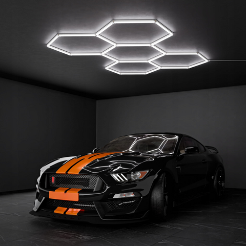 5 panouri honeycomb hexagoane, lumina rece pentru showroom, led-box.ro