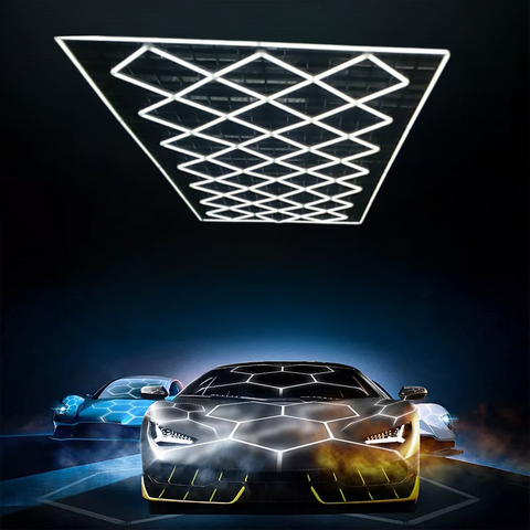Detaliu lateral al panoului LED HoneyComb 680 W cu finisaj alb elegant