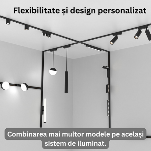 pendul LED magnetic 15w, pendul sina magnetica, pendul led pe sina magnetica, iluminat sina magnetica, sina spoturi magnetice, corpuri iluminat sina magnetica, spoturi negre magnetice, sina magnetica led tavan, iluminat pe sina magnetica, led-box.ro