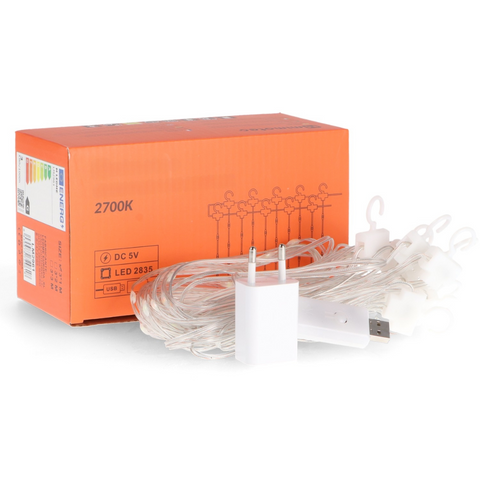 Ghirlandă LED tip cortină, 3 x 1 m, cu lumină caldă, led-box.ro