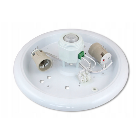 plafoniera compacta 2xe27 alb pc cu senzor pir