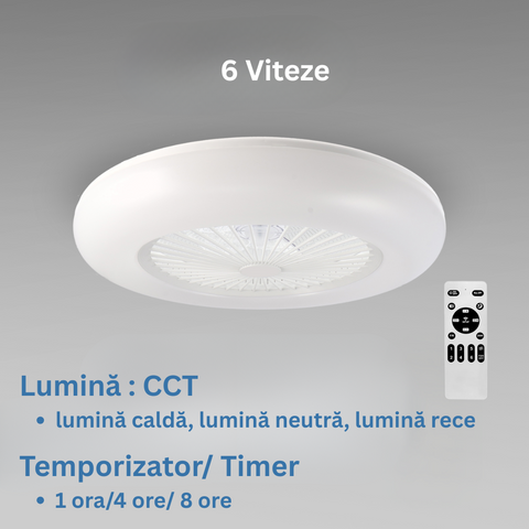 ventilator tavan, ventilator cu plafo niera CCT, plafoniera cu ventilator si telecomanda, corp iluminat cu ventilator, lustra led cu ventilator si telecomanda, ventilator tavan silentios, led-box.ro